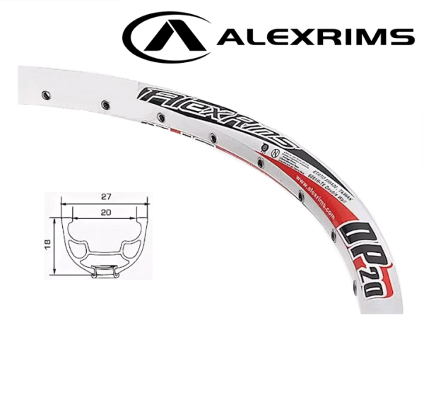 Обод 26" (AlexRims) алюминиевый двустеночный, 32 отв., под диск, пистонированный, DP20 (DP20-26-D)