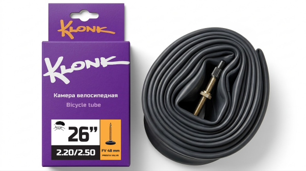 Камера 26x2,20/2,50 бутил, ниппель Presta (FV) 48 мм, 0,9 мм, KLONK