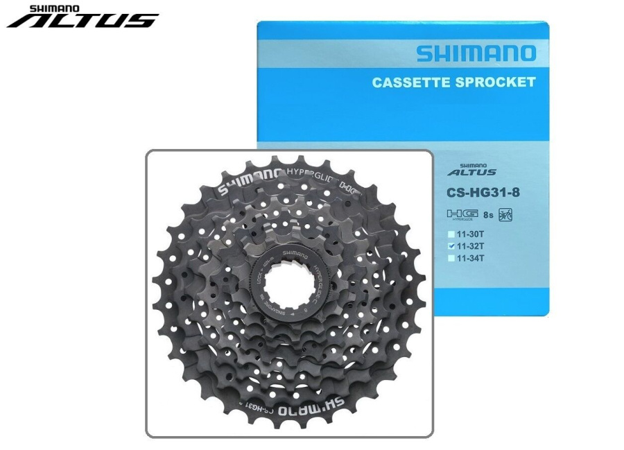 Кассета 8 ск. SHIMANO CS-HG31-8, ALTUS/ACERA, 11-32T, инд. упак. (ECSHG318132)