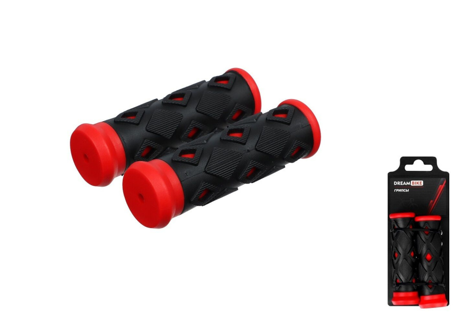 Рукоятки руля (грипсы, комплект), 100 мм, резиновые, New Vision, SZ-113B (красный/черный, FW7351100)