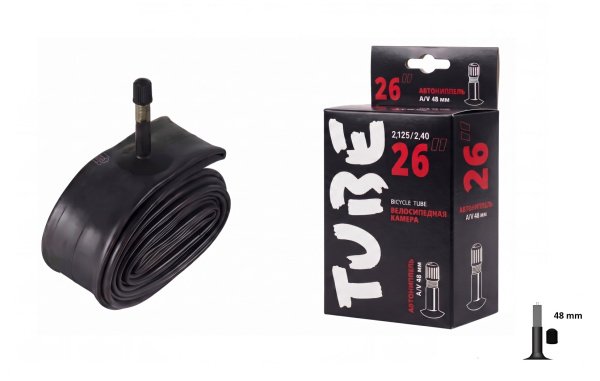 Камера 26x2,125/2,40 бутил, авто-ниппель, A/V-48 мм, TUBE (УТ00030228)