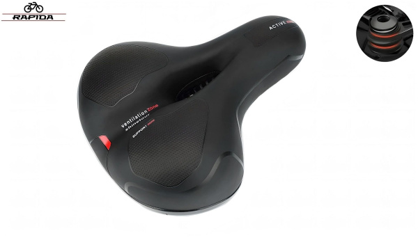 Седло комфорт 265х200 мм, AZ-6625, Elastomer, Comfort Series, Memory foam, с вент. отверстием, с замком, RAPIDA, T-01 (УТ00026815)