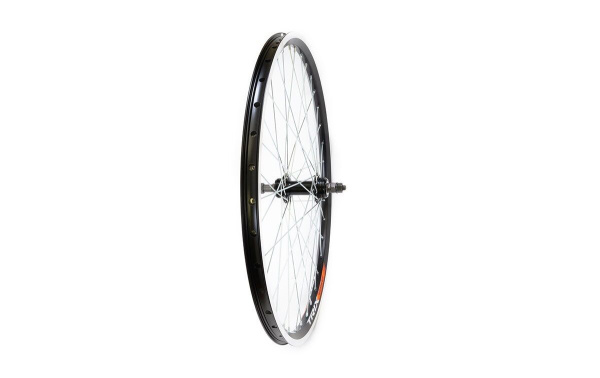 Колесо в сборе 26" заднее, алюминиевая втулка WZ-201R, 3/8 (гайка), V-Brake, под трещотку 6/7 ск., индикатор износа, фрезерованный двустеночный обод (УТ00026993)