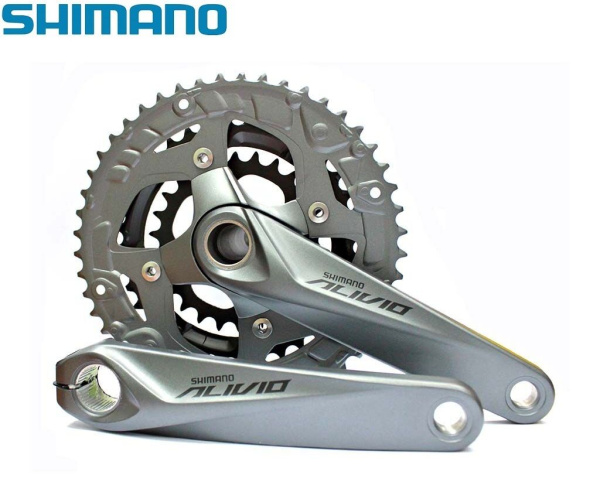 Комплект шатунов (Система), SHIMANO, FC-M4050, ALIVIO, 175 мм, 40x30x22T, в комплекте с осью (черный, AFCM4050E002X)