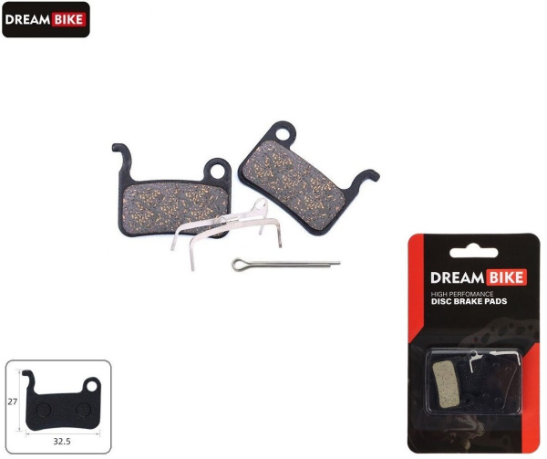 Тормозные колодки Dream Bike Organic, для дискового тормоза SHIMANO M975/M965, M775/M776/M765, M585, M665, Saint M800, Hone, блистер, YL-M09 (УТ00027253)