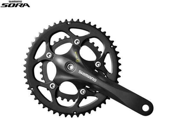 Комплект шатунов (система) 170 мм, SHIMANO FC-R3450 SORA, алюминиевые шатуны, Hyperdrive Octalinc V2, съемные звезды, 50x34T Black (AFCR3450C04XL)