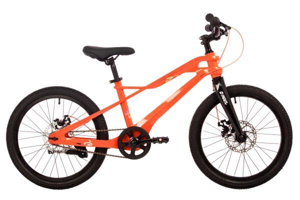 Велосипед NOVATRACK 20" LYNX. Магнезиевая рама, оранж,защ.цепи, диск.тормоз, подножка