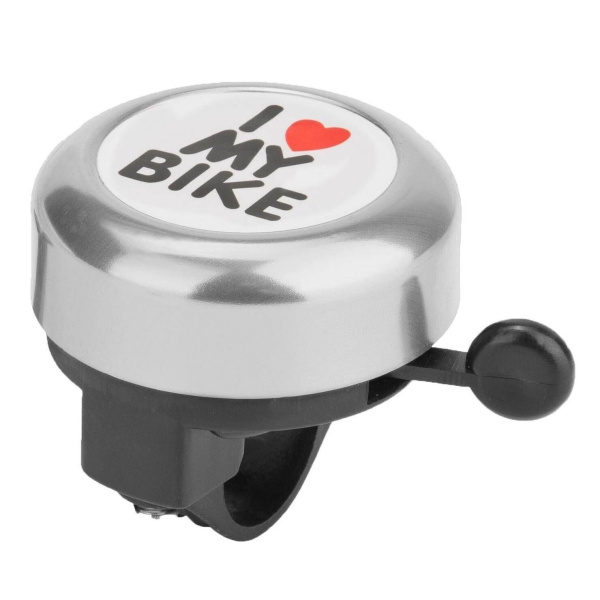 Звонок велосипедный "I Love My Bike", алюминий/пластик, D55 мм, RAPIDA, B54-LS, Silver (УТ00029314)
