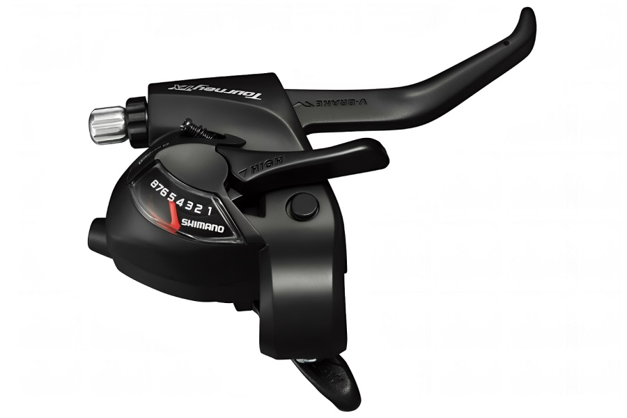 Рукоятка переключения передач правая SHIMANO TOURNEY ST-TX800-8R, комбинированная, 8 ск. (черный, ASTTX800R8AL)