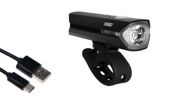Фара передняя JY-7203, 1 Super LED, USB кабель Type-C, аккумулятор 3,7V, 1800 mAh, 550 lumens, индикатор зарядки, влагозащищенная, 7 реж. раб., блистер (УТ00032162)