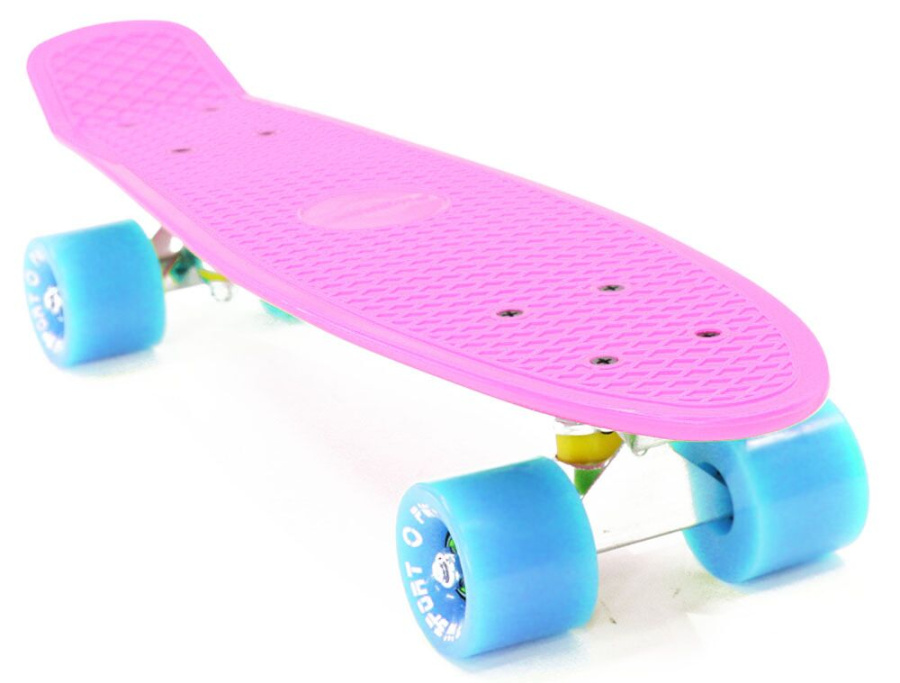 Скейтборд (Пенниборд) PWS Classic 22", Alu, ABEC-7 (розовый/голубой, Classic37756)