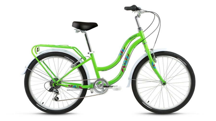 Велосипед FORWARD EVIA 24 (24" 7 ск. рост 13") 2016-2017 (зеленый, RBKW74N47007)