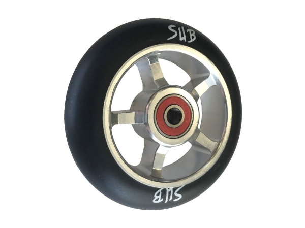 Колесо для трюкового самоката 100 мм алюминиевое X-Treme SUB с подшипником ABEC 9 (серебро/черный, FWD0108)