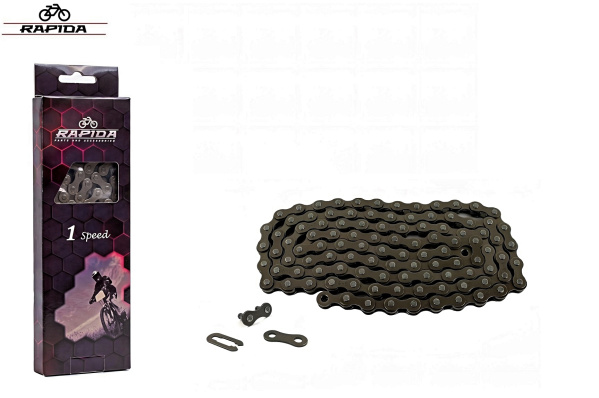 Цепь RAPIDA, 1 скор. тормозная (116 звеньев) 1/2''x 1/8'', звено 8,6 мм, с замком, инд. упаковка, LT-1001-1 (УТ00026785)