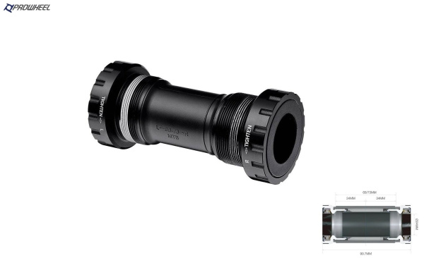 Каретка-картридж PROWHEEL, MTB, с внешними чашкам, стандарт Hollowtech 2 (24 мм), BC1.37”X24T BB, промподшипники, 68/73 мм, PW-BB73 (УТ00025656)
