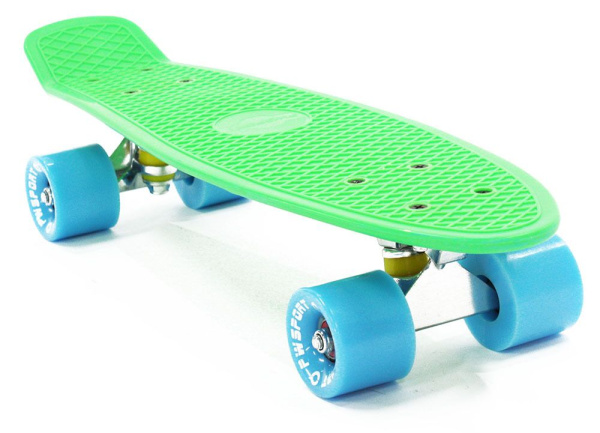 Скейтборд (Пенниборд) PWS Classic 22", Alu, ABEC-7 (зеленый/синий, Classic37754)