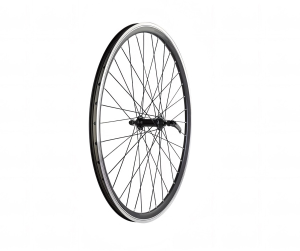 Колесо в сборе 28" переднее, втулка SF-HB03FQ (BL), V-Brake, эксцентрик (9 мм), двустеночный алюминиевый фрезерованный обод, черный (УТ00033009)