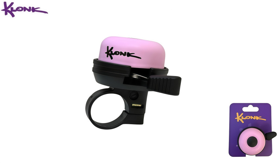 Звонок велосипедный KLONK, алюминий/пластик, ⌀40 мм, KLK-10014 (Pink/Black)