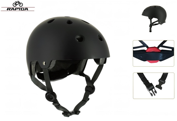 Шлем взрослый RAPIDA, регулировка обхвата, MTB/DIRT/BMX, XS-138, M/L (черный матовый, УТ00026820)
