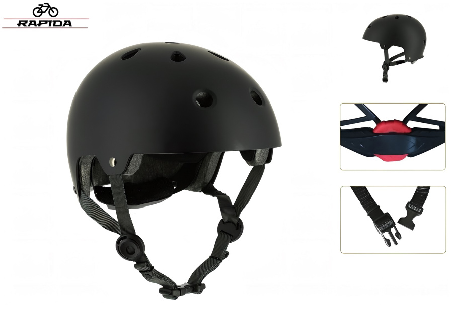 Шлем взрослый RAPIDA, регулировка обхвата, MTB/DIRT/BMX, XS-138, M/L (черный матовый, УТ00026820)
