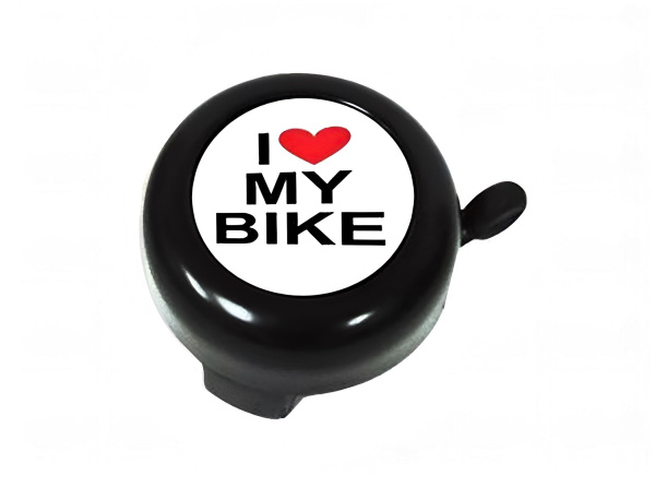 Звонок велосипедный "I Love My Bike", алюминий/пластик, D55 мм, RAPIDA, B54-LS, Black (УТ00029315)