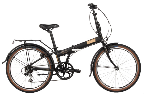 Велосипед NOVATRACK 24" VORTEX черный, складной алюм. Shimano 6 speed, стальная вилка, вынос, алюм.р (24AFV.VORTEX.BK4)