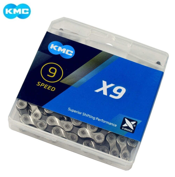 Цепь KMC, ( X-9) 9 скор. (116 звеньев) 6,6-6,7 мм, 1/2''x 11/128'', с замком, инд. упаковка