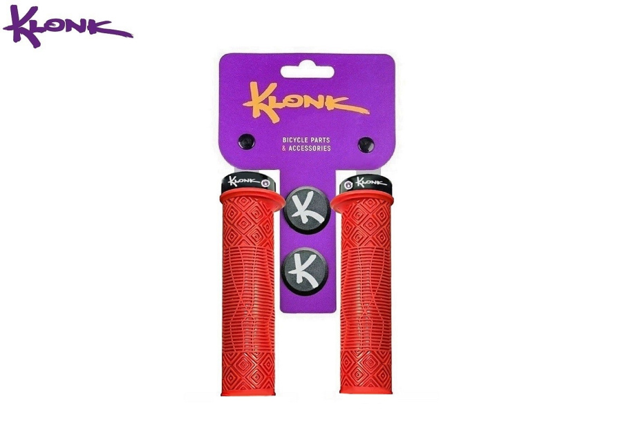 Рукоятки руля (грипсы) KLONK, 135 мм, One Side Lock Alu, с барендами, KLK-11016, Red/Black