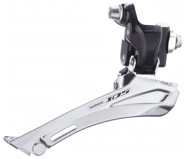 Переключатель передний SHIMANO 105, FD-5700-F, 2х10 ск., нижняя тяга, 34,9, угол 61-66°, емкость 16T, до 56 звезд на системе (CFD203000163)